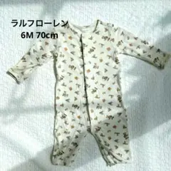 ラルフローレン ベビー カバーオール ポロベア 総柄 丸首 長袖 6M 70 綿