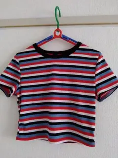 マルチボーダー リブTシャツ 半袖