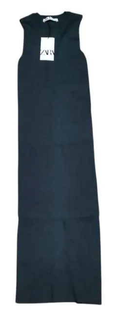 ZARA ニットノースリーブワンピース　ネイビー　M タグ付新品