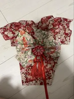 和風犬服 赤色花柄 小型犬用　着物　Mサイズのサムネイル