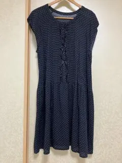 サブストリート　水玉　膝丈　ワンピース　紺色　大きいサイズのサムネイル