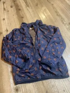 ネイビー ドット柄 フード付きジャケット