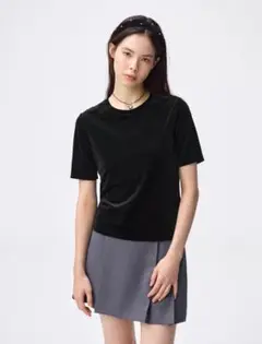 GU シアーベロアT ブラック XL