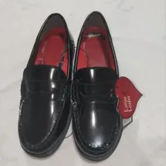 新品　ルーズローファー　靴　ブラック　レッド　23.5cm　レディース