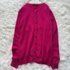 美品✨TAKASHIMAYA カシミヤ100%クルーネックカーデ ローズ L