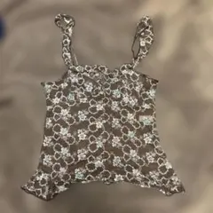 AMO'S STYLE 花柄レースキャミソール ブラウンのサムネイル