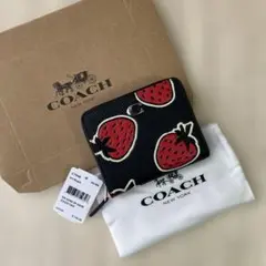 【新品】コーチ COACH イチゴ柄 二つ折り財布