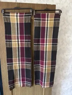 2枚セット　布団がわ古布　木綿　ハンドメイド　先染め　格子柄　昭和レトロ