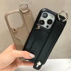 「ストラップ付き多機能レザーケース」かわいいおしゃれiPhone14proケース