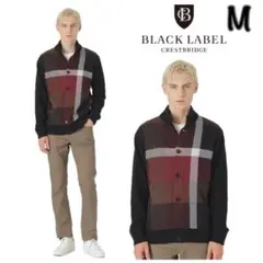 新品タグ付ブラックレーベル クレストブリッジ パネルチェックカーディガンM(B)