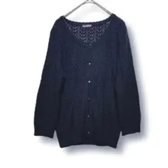 JILL MARIE 透かし編みクロップド袖 ニットカーディガン 薄手 ケーブル