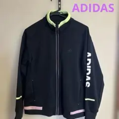 adidas ネオンピンク×ネオンイエロー　ウォームアップジャケット　ブラックL