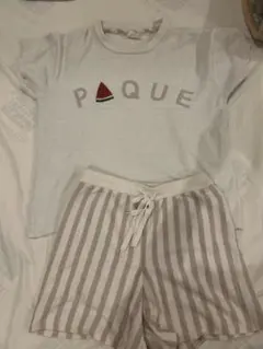 GELATO PIQUE ルームウェアセット グレー/ストライプ