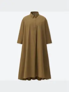 ユニクロ　エクストラファインコットンAラインワンピース　ベージュ