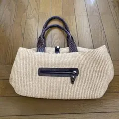 ストロー素材 かごバッグ ベージュのサムネイル