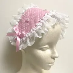 ヘッドドレス　ピンク　ロリータ　ハンドメイド
