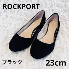 【美品】ロックポートROCKPORT 黒パンプス 23cm 太ヒール スエード