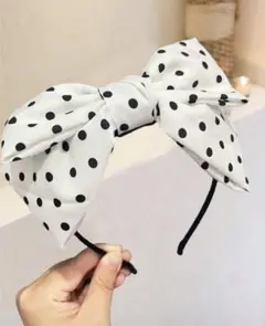 ドット柄 ビッグリボン カチューシャ