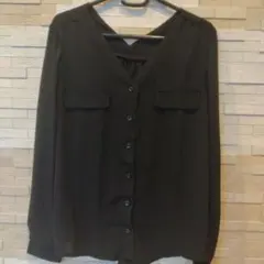 DHOLIC　Vネック長袖ブラウス　ブラック