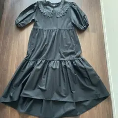 ZARA 花刺繍襟付ワンピース　L