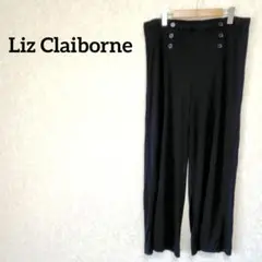 希少✨Liz Claiborne ボタン付 ブラックワイドパンツ BIGサイズ