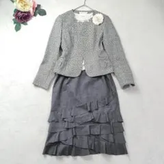 美品✨フォーマル セレモニー 通勤 ノーカラージャケット 着回し3点 M