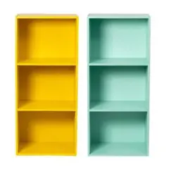 【新品】カラーボックス3段 　２個セット（イエロー＆ミントグリーン）本棚
