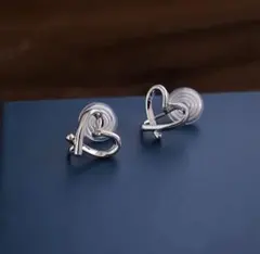 シルバー ハートデザイン ノンホールイヤリング（ピアス穴不要）