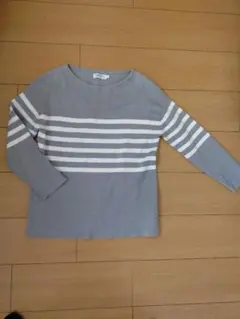 アンタイトルグレー ストライプ ニット