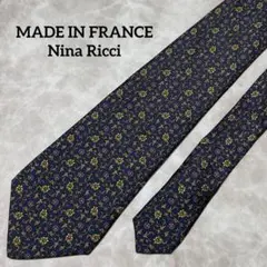 フランス製 極美品 Nina Ricci ニナリッチ ネクタイ ネイビー 花柄