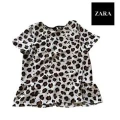 【ZARA BASIC】レオパード柄 半袖ペプラムトップス Mのサムネイル