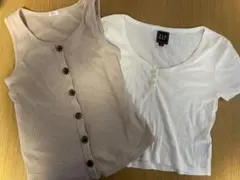 GAP ベージュタンクトップとホワイトTシャツセット