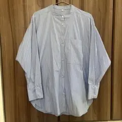 送料込！美品　セレクトモカ バンドカラー ストライプ シャツ M