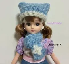 RK2編み物　リカちゃん　猫耳ニット帽★マフラー　セット　帽子　ネックウォーマー
