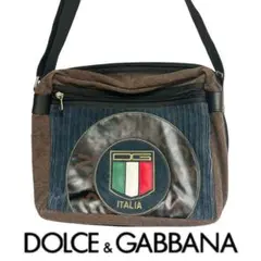 Dolce & Gabbana ショルダーバッグ ブラウンキャンバス/ネイビー ドルチェ&ガッバーナ(Dolce & Gabbana) レディース,メンズ