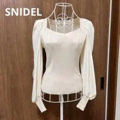 SNIDEL スナイデル 異素材パフスリーブニット オフホワイト Fのサムネイル