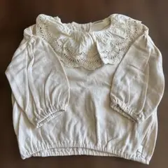 襟付きクリーム色バルーンスリーブＴシャツ95