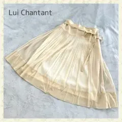 【Lui Chantant】アイボリー ドットチュール プリーツスカート リボンのサムネイル