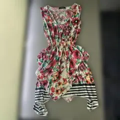 仏ブティック向けブランドLady Soul花柄ノースリーブチュニック