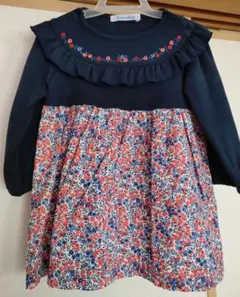 【美品】familiar フリル付きワンピース 80cm