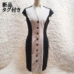 新品　カルバンクライン　ノースリーブひざ丈ワンピース　ツートンカラー