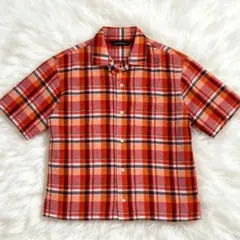 gleen label relaxing 半袖シャツ チェック M リネン混