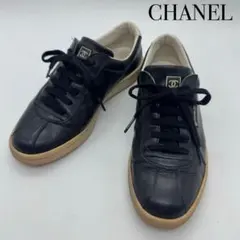 CHANEL シャネル ココマーク 黒 スニーカー レディース 約24.5cmのサムネイル