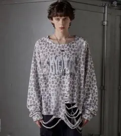 【GRANCY】総柄ラインストーングラフィックロンT　グランシー　ホワイト M