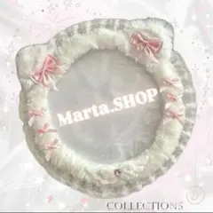 ハンドメイド　うちわカバー　猫耳　デコ　推し活　ピンク　リボン