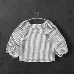 NATURAL BEAUTY BASIC ストライプボリュームスリーブブラウスM