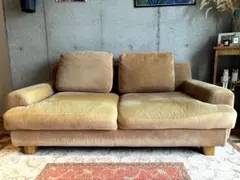 Unico ベージュ コーデュロイ 2人掛けソファ