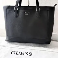 週末セール❗️GUESS ゲス トートバッグ ブラック A4可 大容量 ロゴ　黒のサムネイル