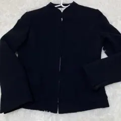 ネイビー ノーカラージャケット