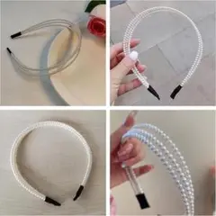 ホワイト✨バロックパール3層 豪華　ヘアアクセサリー おしゃれ